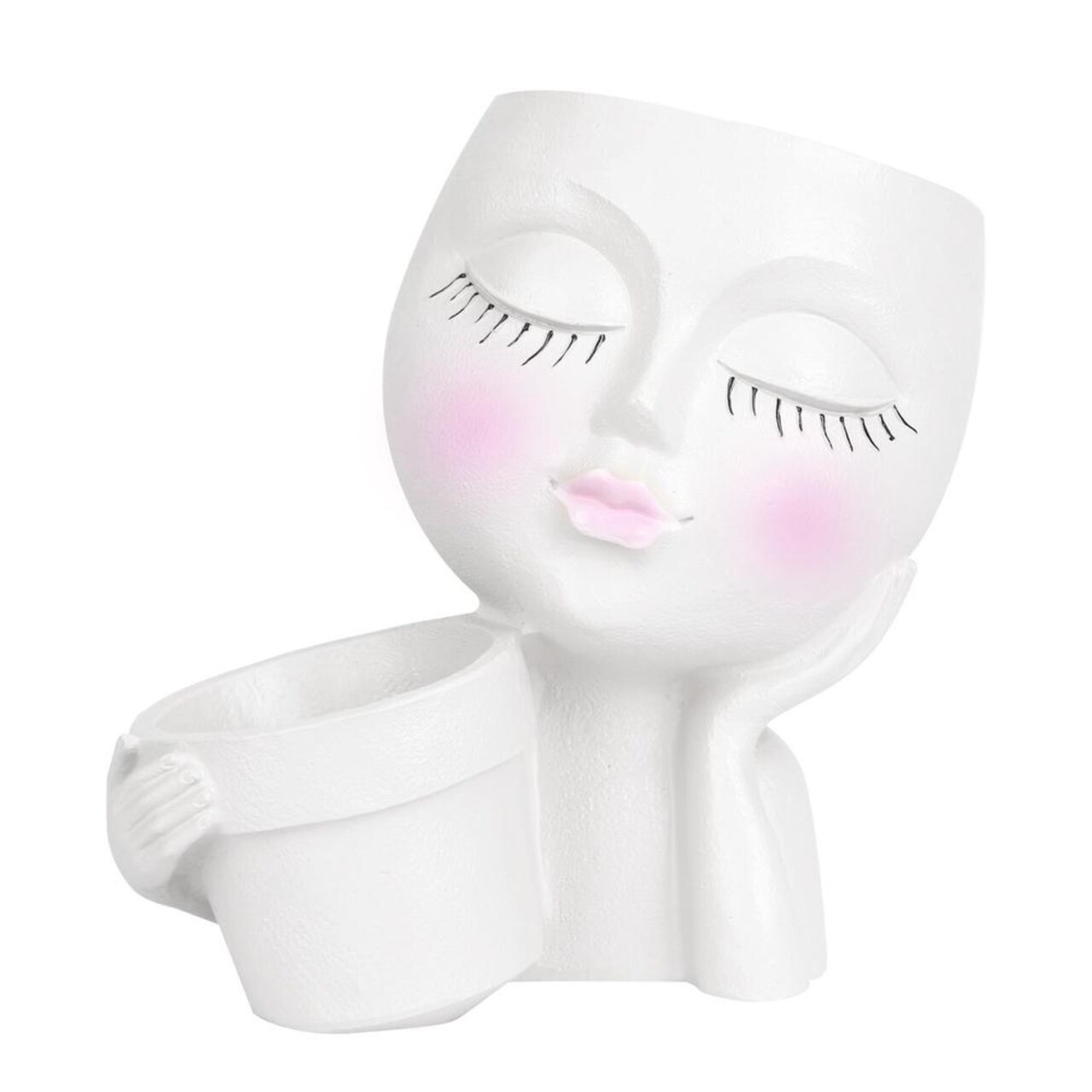 Edge Collections - 6.69" x 5.91" - Creative Girl Face Planter for Succulents and Cacti - 1 Piece